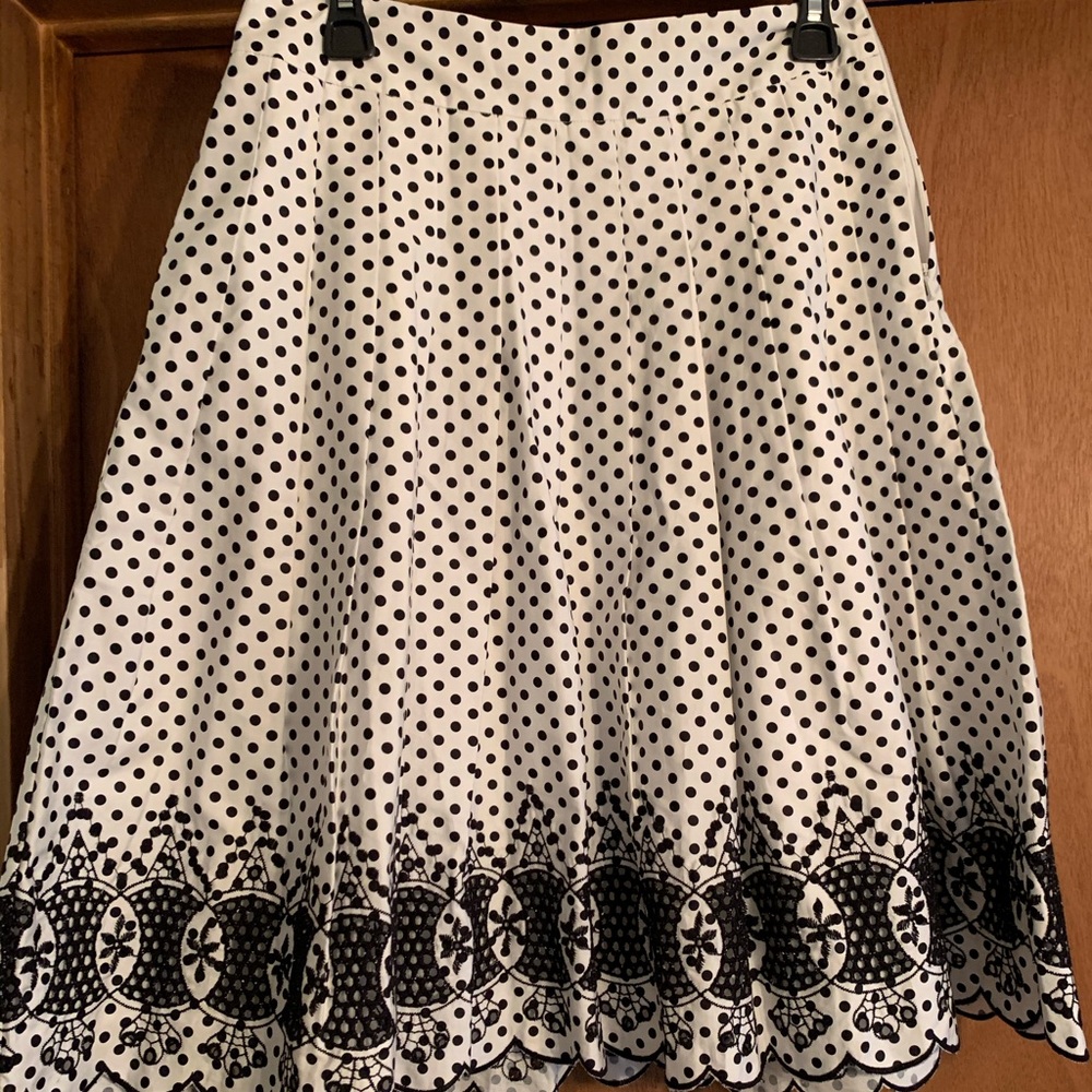 Talbots black and white polka dot skirt